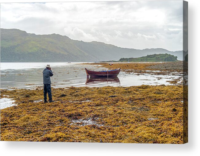 Scotland Acrylic Print featuring the photograph Boat Seaweed and photographer in Isle of Skye, UK by Dubi Roman