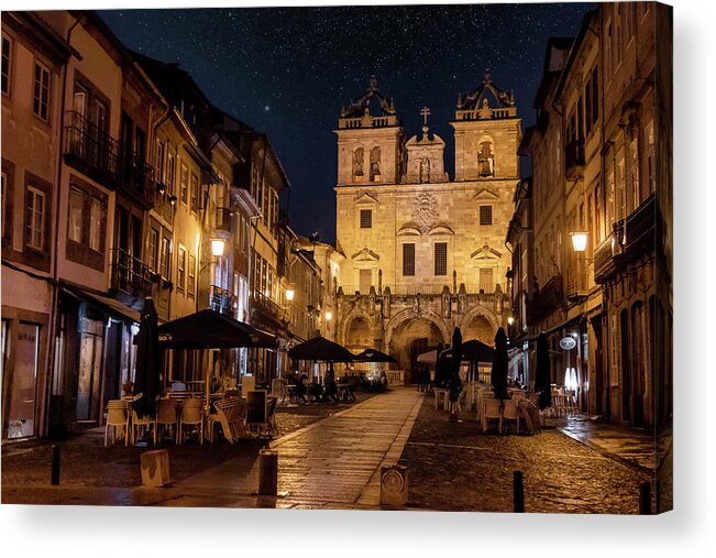Night Photography Acrylic Print featuring the photograph Braga Cathedral by Micah Offman