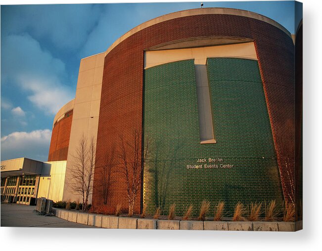 Michigan State University Basketball Acrylic Print featuring the photograph Breslin Center at sunset by Eldon McGraw