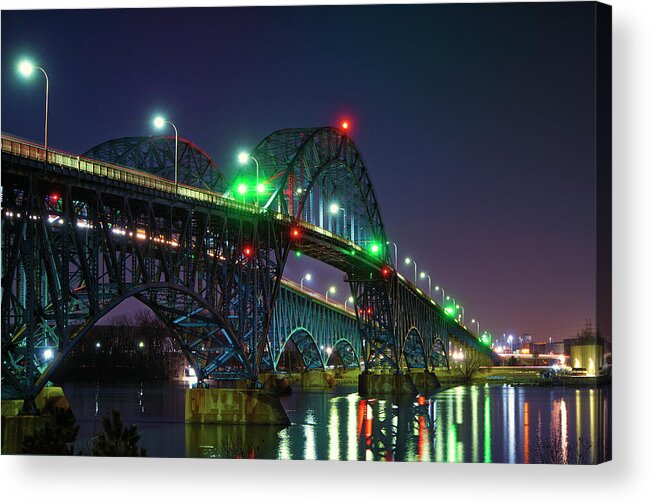 Dusk Acrylic Print featuring the photograph Bridge at Dusk by Deborah Ritch