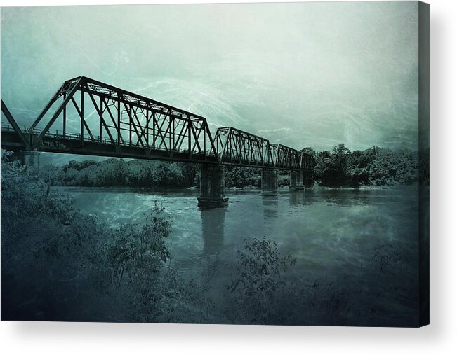 Historic Acrylic Print featuring the photograph Bridge in Blue by Pam Rendall