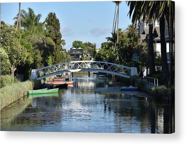 Venice Acrylic Print featuring the photograph Bridge over the Venice Canals by Mark Stout