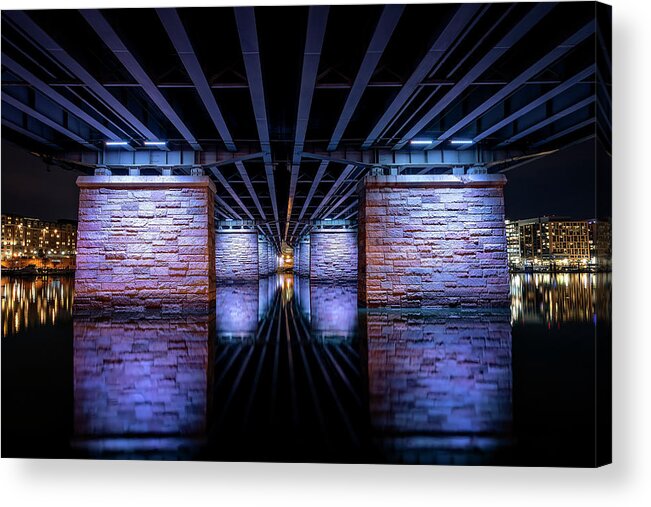 Washington Dc Acrylic Print featuring the photograph Bridge Reflections by Ryan Wyckoff