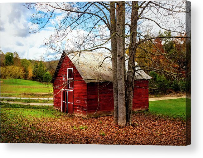 Barns Acrylic Print featuring the photograph Bright Red Painted Barn by Debra and Dave Vanderlaan
