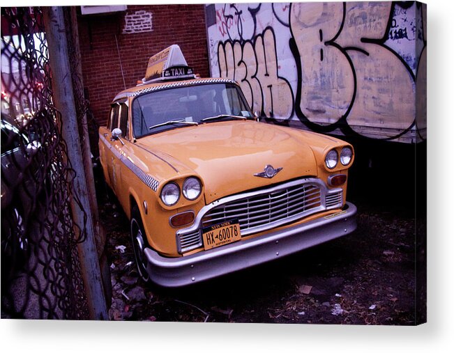 Brooklyn Acrylic Print featuring the photograph Brooklyn Retro Taxi by Chris Goldberg