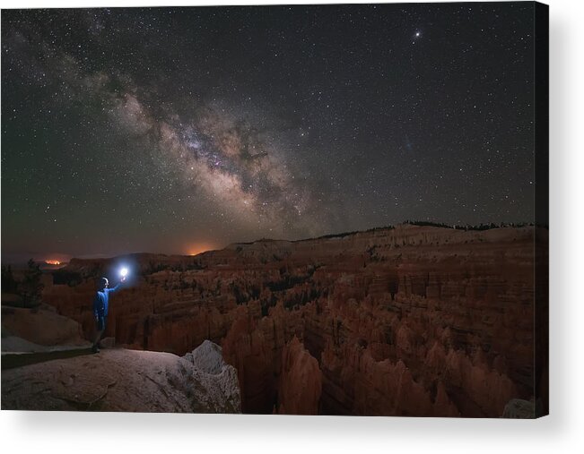 People Acrylic Print featuring the photograph Bryce Canyon Milky Way by Carlos Fernandez