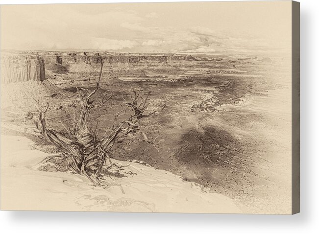 Buck Acrylic Print featuring the photograph Buck Canyon in Winter - Antique by Kenneth Everett