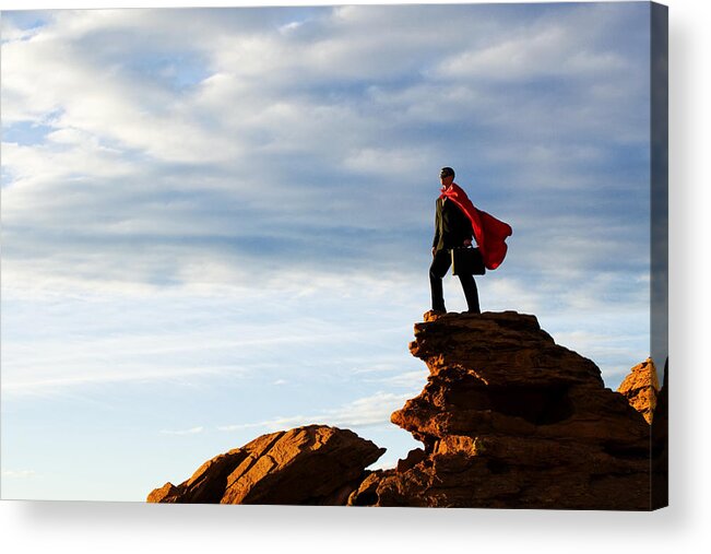 People Acrylic Print featuring the photograph Business Hero by RichVintage