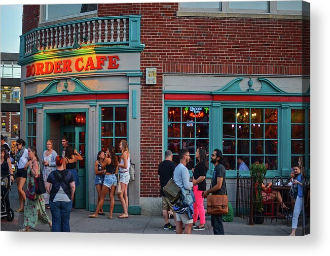 Cambridge Acrylic Print featuring the photograph Bustling Summer Evening at the Border Cafe Church Street Harvard Square 2014 by Toby McGuire