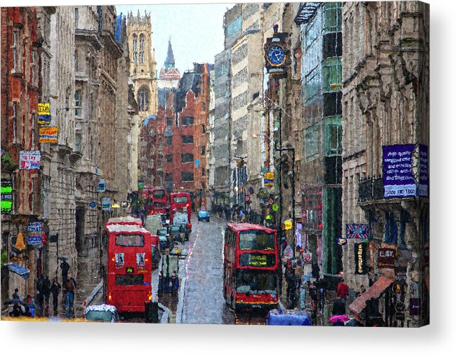 London Acrylic Print featuring the digital art Busy London Street by SnapHappy Photos