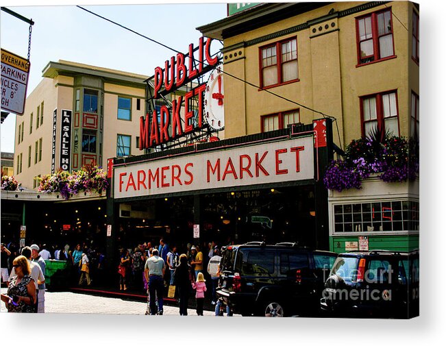 Farmers Market Acrylic Print featuring the photograph Busy Seattle Farmers Market by Gunther Allen
