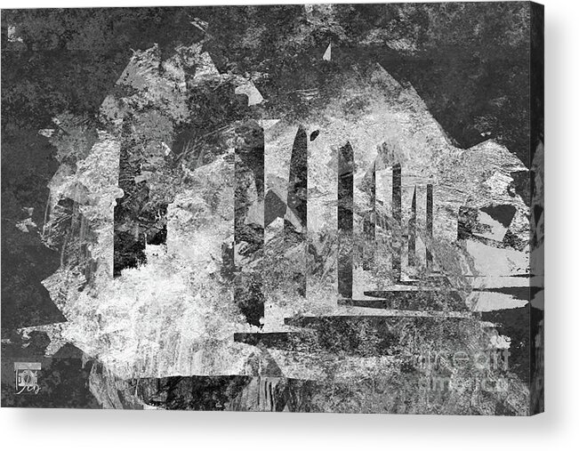 Black And White Acrylic Print featuring the digital art BW Monestary by Deb Nakano