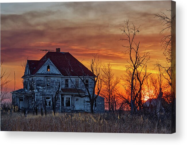 Abandoned Acrylic Print featuring the photograph Byegone - abandoned rural ND farm home by Peter Herman