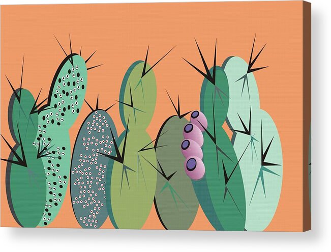 Cactus Acrylic Print featuring the digital art Cactus Party by Ted Clifton