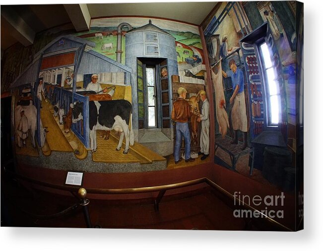 Coit Tower Murals Acrylic Print featuring the photograph California Agricultural History by Tony Lee