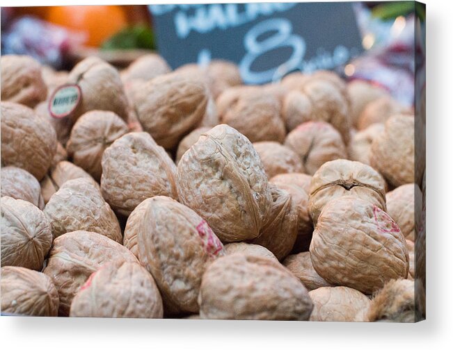 Nut Acrylic Print featuring the photograph Californian Walnuts in Borough Market, London by DavidCallan