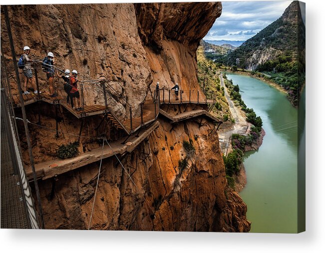 Caminito Del Rey Acrylic Print featuring the photograph Caminito del Rey - the valley below by Micah Offman