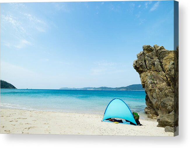 Camping Acrylic Print featuring the photograph Camping on tropical beach paradise by Sam Spicer