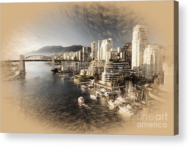 Montreal Acrylic Print featuring the painting Canada-Vancouver-city by Gull G