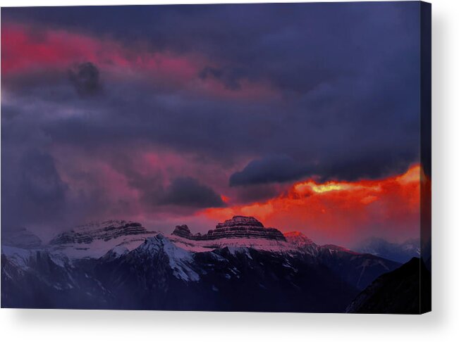 Sunset Acrylic Print featuring the photograph Canadian Rockies Sunset At 10,000 Feet by Stephen Vecchiotti