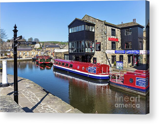 Barge Acrylic Print featuring the photograph Canal Basin, Skipton, North Yorkshire by Tom Holmes Photography