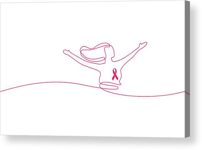 Breast Cancer Care Acrylic Print featuring the drawing Cancer Awareness Girl by Amtitus
