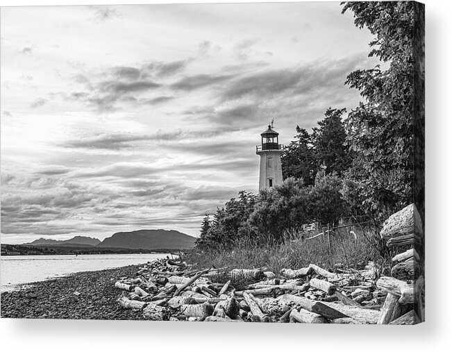 B&w Acrylic Print featuring the photograph Cape Mudge Lighthouse by Claude Dalley