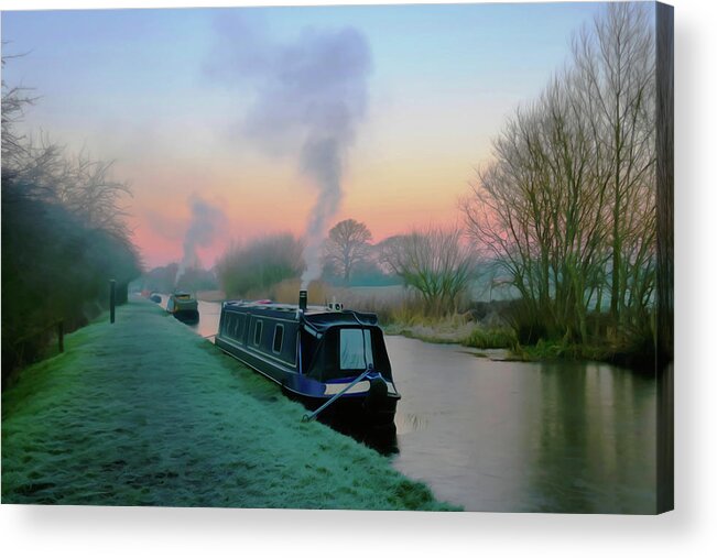 Narrowboat Acrylic Print featuring the photograph Cardinal Wolsey in the Bleak Mid-Winter by Ian Hutson