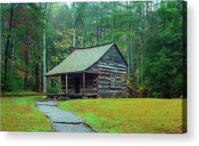 Cade's Cove Acrylic Print featuring the photograph Carter Shield's Cabin by Darrell DeRosia