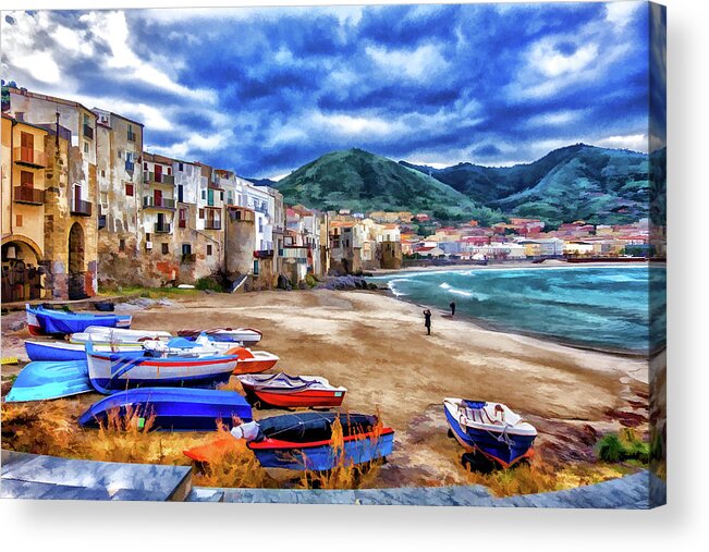 Italy Acrylic Print featuring the photograph Cefalu Waterfront by Monroe Payne