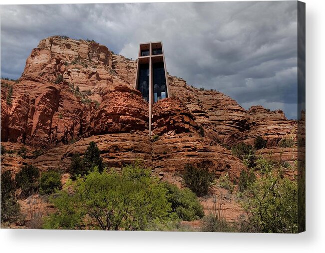 Chapel Acrylic Print featuring the photograph Chapel in the Red Rocks by Laura Putman