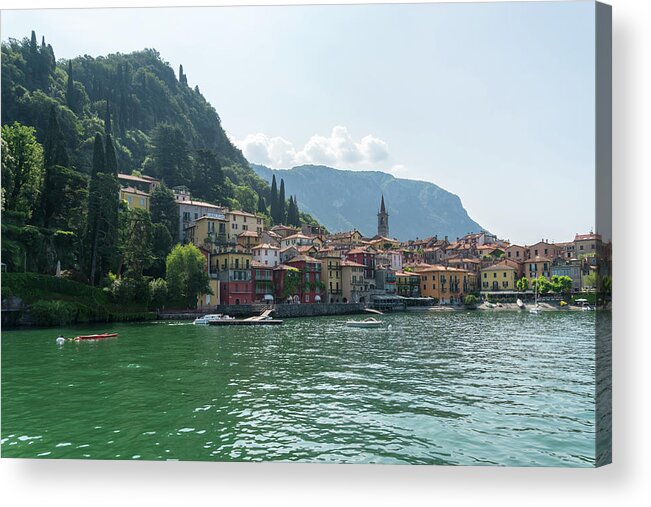 Charismatic Varenna Acrylic Print featuring the photograph Charismatic Varenna Lake Como Italy - Picture Perfect Waterfront by Georgia Mizuleva