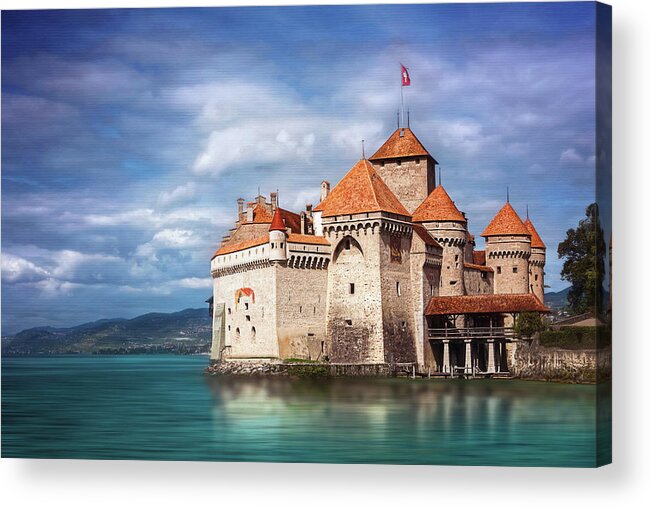 Chateau De Chillon Acrylic Print featuring the photograph Chateau de Chillon Montreux Switzerland by Carol Japp