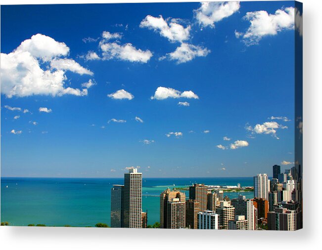 Chicago Skyline Acrylic Print featuring the photograph Chicago Skyline Big Sky Lake by Patrick Malon