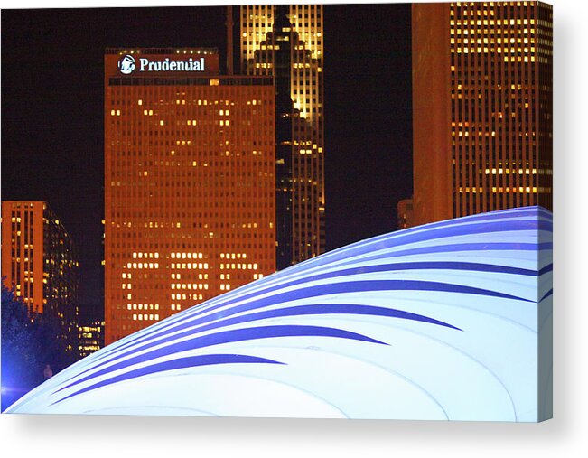 Architecture Acrylic Print featuring the photograph Chicago Skyline Blue Orb Art by Patrick Malon