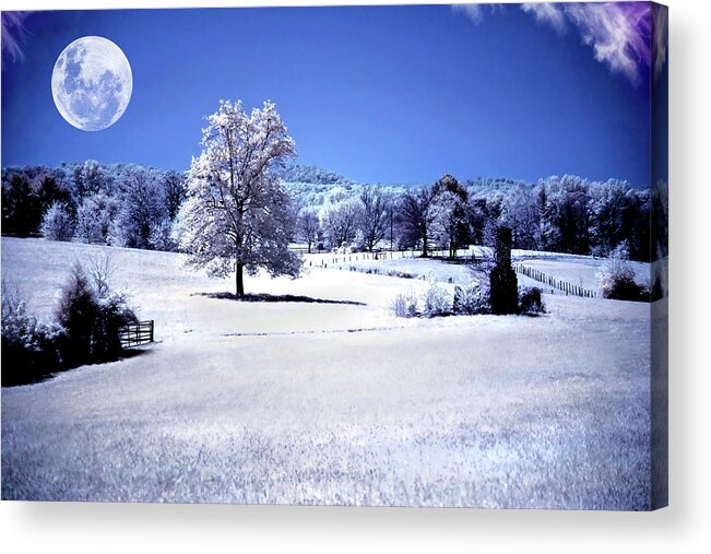 Infrared Acrylic Print featuring the pyrography Chimney in the Field by Anthony M Davis