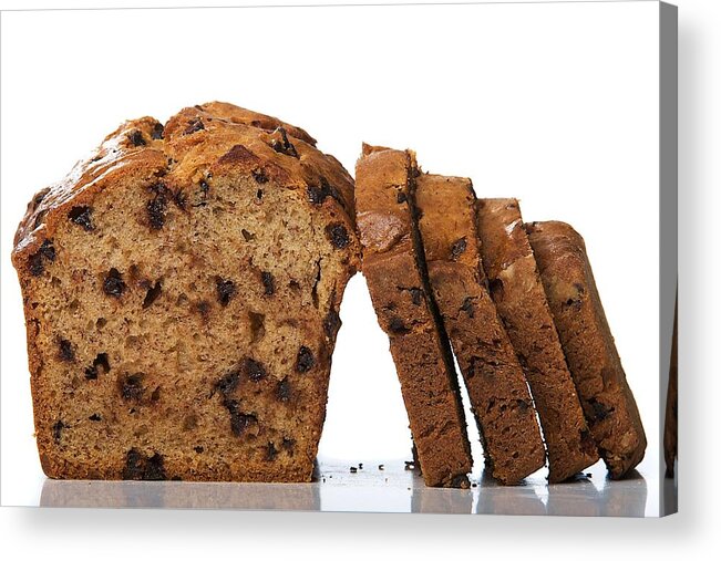 White Background Acrylic Print featuring the photograph Chocolate Banana Bread by www.evanphoto.ca Dennis Evans