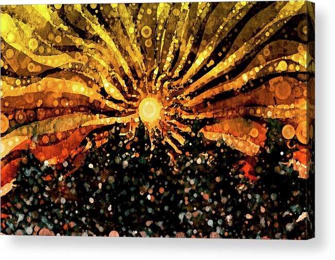 Abstract Sun Acrylic Print featuring the mixed media Christmas Dawn by Peggy Collins