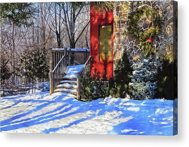 Winter Acrylic Print featuring the mixed media Christmas scene in Canada by Tatiana Travelways