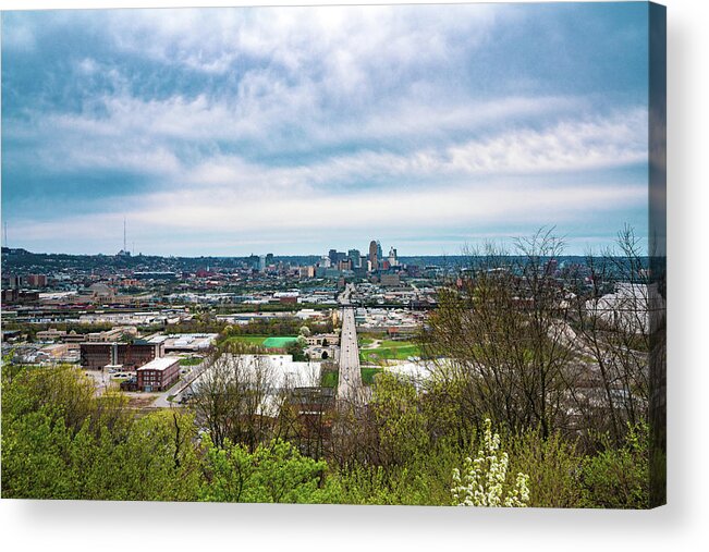 Cincinnati Acrylic Print featuring the photograph Cincinnati Ohio Olden View Park historic Price Hill Incline 2021 by Dave Morgan