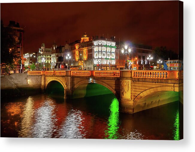 Dublin Acrylic Print featuring the photograph City of Dublin in Ireland by Night by Artur Bogacki