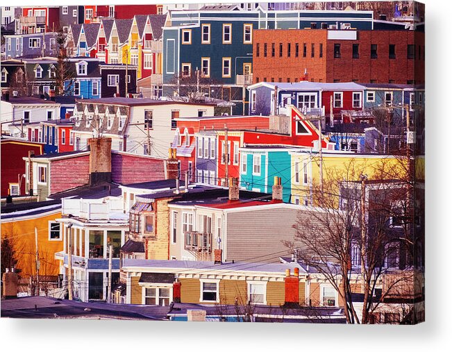 St John's Acrylic Print featuring the photograph City of Shape and Colour by Laura Tucker