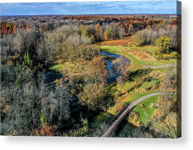 Rochester Acrylic Print featuring the photograph Clinton River in River Bend PARK DJI_0392 by Michael Thomas