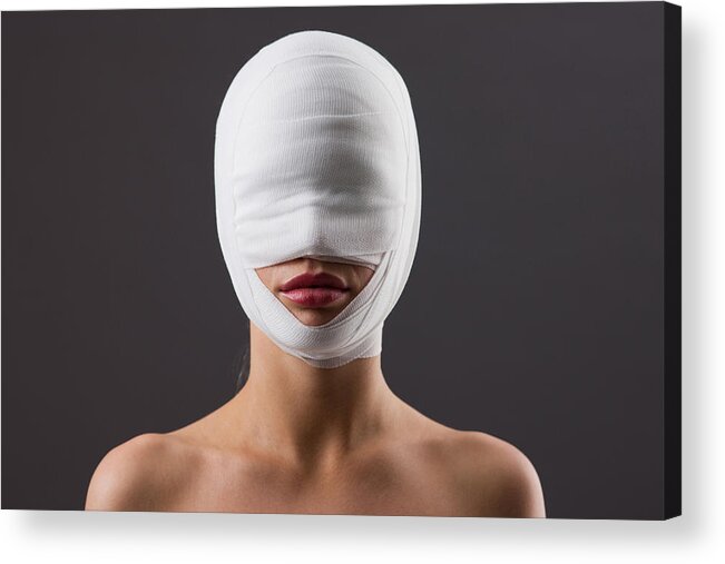People Acrylic Print featuring the photograph Close up of woman with bandaged face by Robert Daly