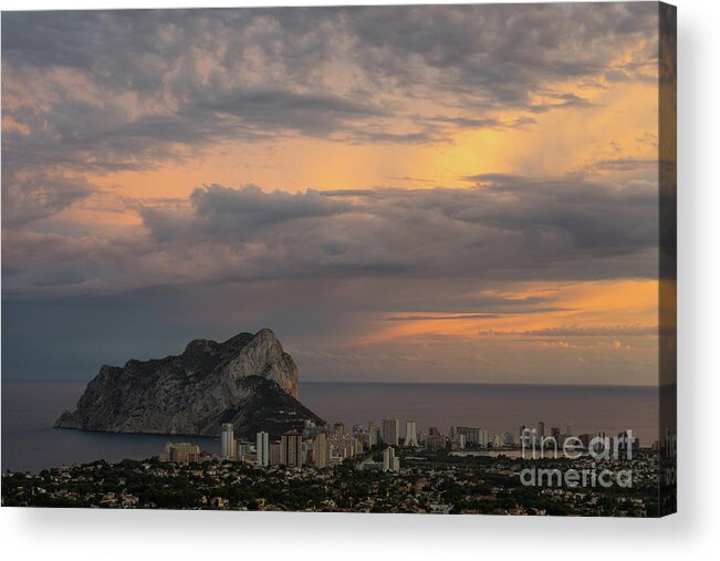 Sunset Acrylic Print featuring the photograph Clouds on the Mediterranean coast in Calpe by Adriana Mueller