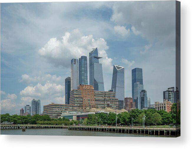 Hudson River Park Acrylic Print featuring the photograph Clouds Over Hudson Yards by Cate Franklyn