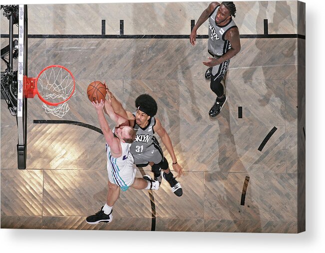 Cody Zeller Acrylic Print featuring the photograph Cody Zeller and Jarrett Allen by Nathaniel S. Butler