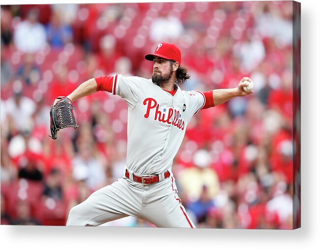 Great American Ball Park Acrylic Print featuring the photograph Cole Hamels by Joe Robbins