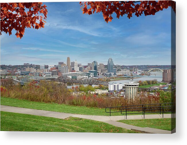 Autumn Acrylic Print featuring the photograph Colorful Cincinnati Skyline by Ed Taylor