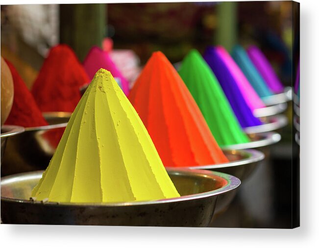 Color Acrylic Print featuring the photograph Colorful India Restaurant Decoration by Josu Ozkaritz